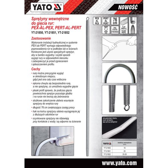 Yato Sprężyna wewnętrzna do gięcia rur 20mm (YT-21851) 3170250 5906083218514