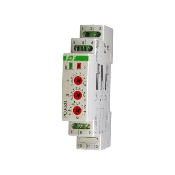 F&F Przekaźnik czasowy z podtrzymaniem po zaniku napięcia zasilania 1NO/NC 12-264V - PCU-504 3167399 5908312598503