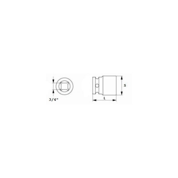 Jonnesway Nasadka udarowa 6-kątna 3/4" 19mm (S03A6119) 3173037 4719152190915