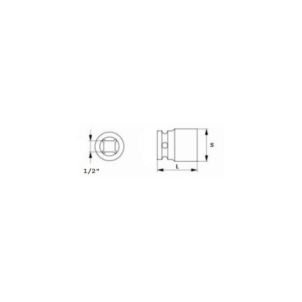 Jonnesway Nasadka udarowa 6-kątna 1/2" 12mm długa (S03AD4112) 3173079 4719152103427