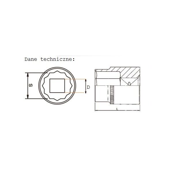 Jonnesway Nasadka 12-kątna 1/2" 18mm (S04H4918) 3173432 4719152149180