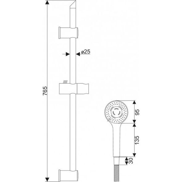 Zestaw prysznicowy Hydroland Ritzen przesuwny chrom (N.RIT) 3180655 5900308747711