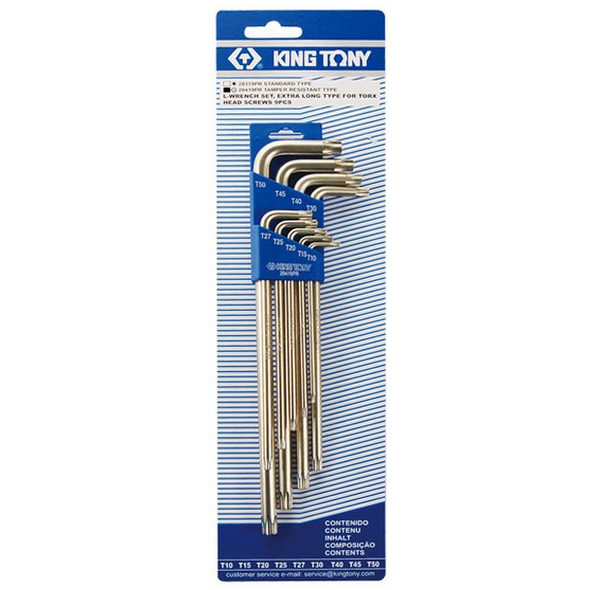 King Tony Zestaw kluczy trzpieniowych torx typ L T10-T50 z otworem 9szt. (20419PR) 3187675 4710591957541