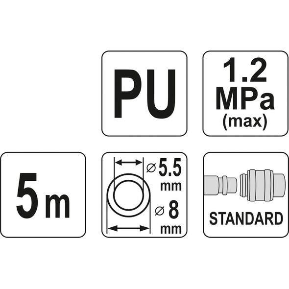 Yato Wąż pneumatyczny spiralny 5,5mm 5m (YT-24201) 3191534 5906083242014