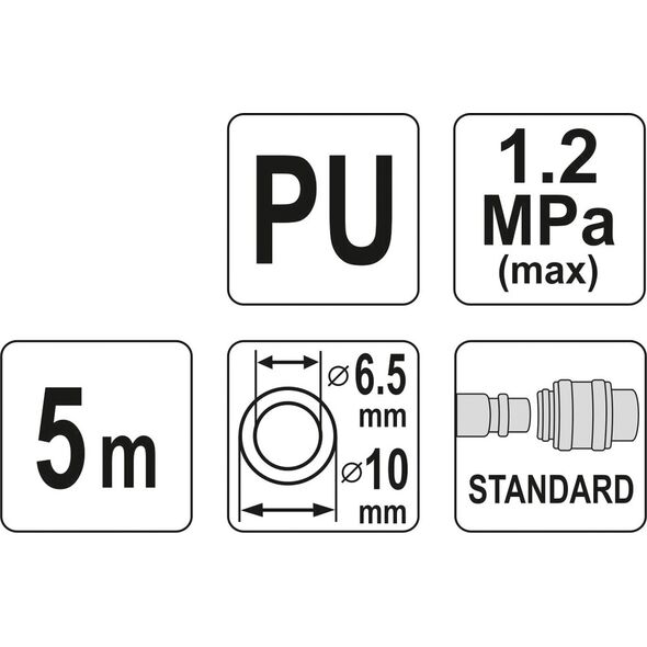 Yato Wąż pneumatyczny spiralny 6,5mm 5m (YT-24204) 3191537 5906083242045