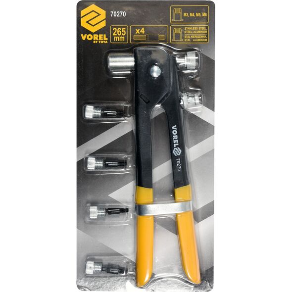 Vorel Nitownica ręczna do nitonakrętek boczna 265mm 4-końcówki (70270) 3192207 5906083702709