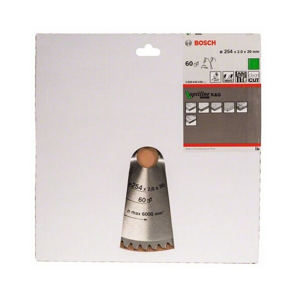 Bosch Tarcza pilarska Optiline Wood 254 x 30mm 60z (2608640436) 3233901 3165140314459