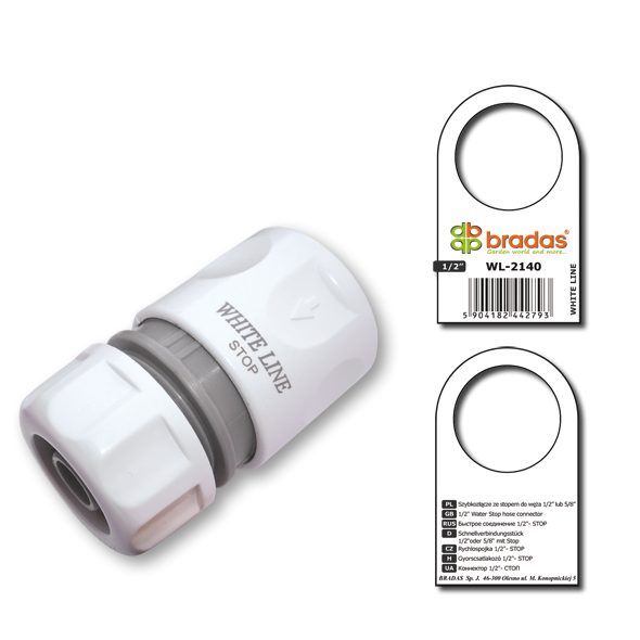 Bradas Szybkozłącze do węża ogrodowego Stop White 1/2" (WL-2140) 3295695 5904182442793