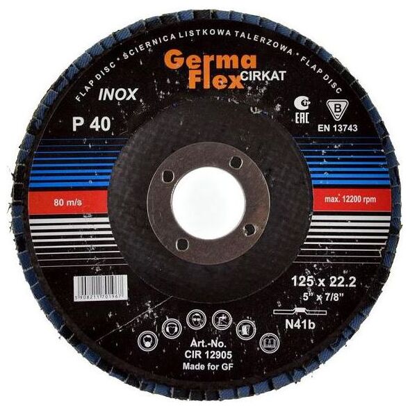 GERMAFLEX Ściernica listkowa Metal 125mm P80 Inox 3326868 5908211701981