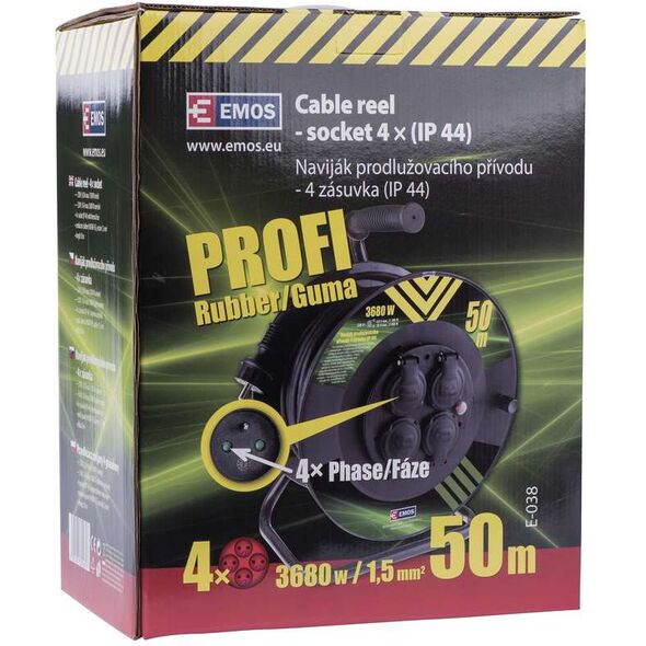 Emos Przedłużacz bębnowy z uziemieniem 4 gniazda IP44 50m (P084501) 3342267 8595025392657