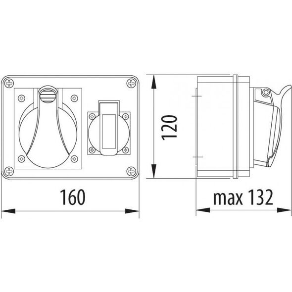 Pawbol Rozdzielnica stacjonarna R-BOX 150 1x16A/5P 1x250V IP44 (B.1091) 3402622 5907484338962