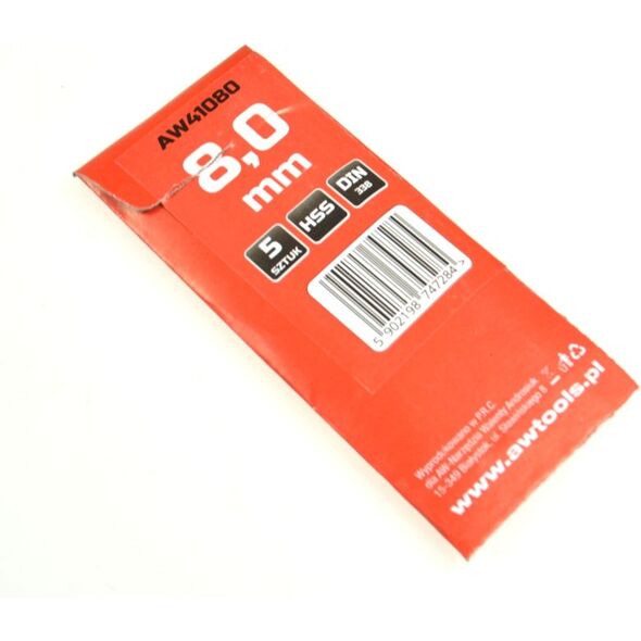 Wiertło AWTools do metalu HSS walcowe 8mm 5szt. (AW41080) 3404601 5902198747284