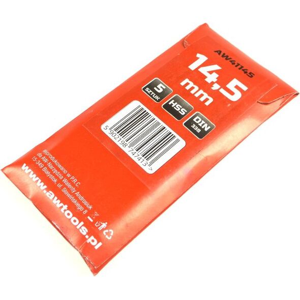 Wiertło AWTools HSS podtaczane 14,5mm 5szt. (AW41145) 3404606 5902198747413