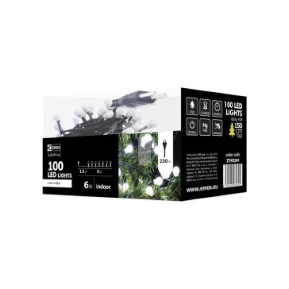 Lampki choinkowe Emos 100 LED białe zimne 3424698 8592920018569