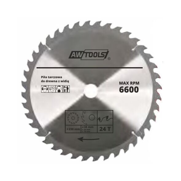 AWTools Piła tarczowa do drewna 400 x 30/22/16mm 30z (AW48488) 3427149 5902198749660