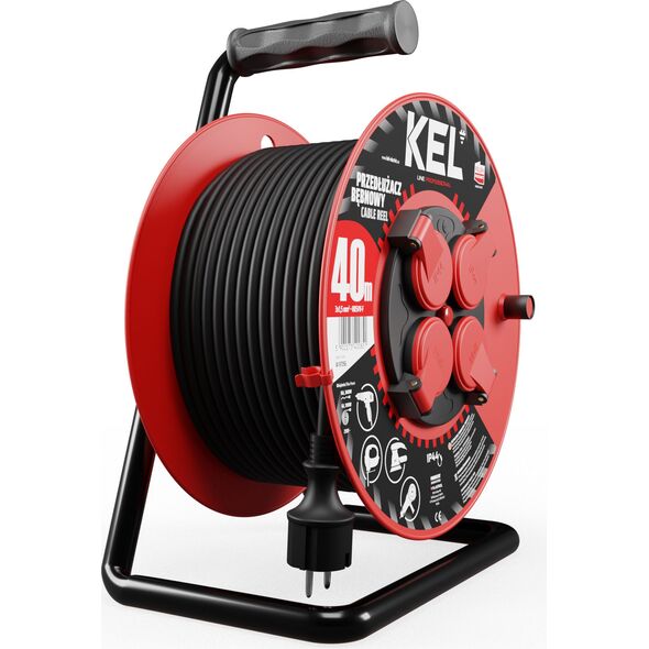 KEL Przedłużacz bębnowy PROFESSIONAL LINE 40m H05RR-F 3x1,5 4xGS 16A IP44 czarny (W-97056) 4000474 5902273400851
