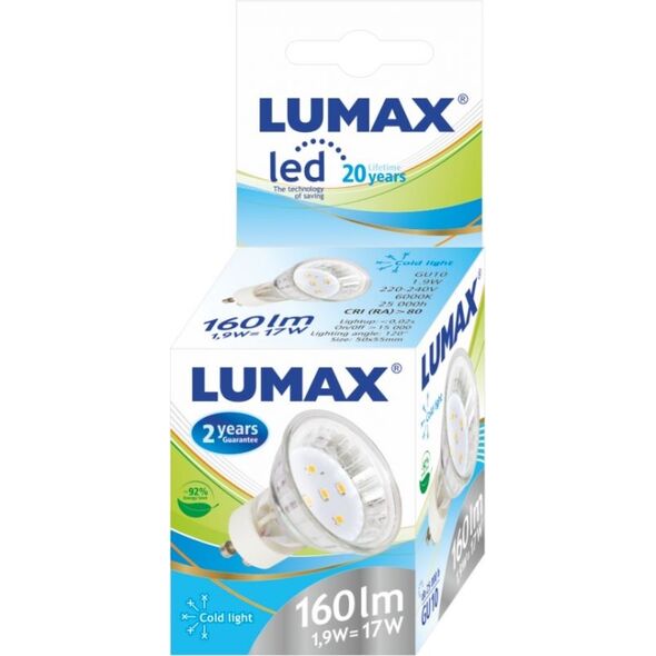 BestService Żarówka LED MR16 1,9W GU10 230V SMD160lm zimna (LL011) 4106611 5907377253860