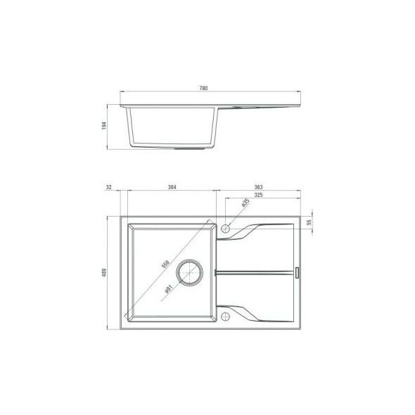 Zlewozmywak Deante  Andante Flush - 78 x 49 cm (ZQNS11F) 4179669 5908212067802
