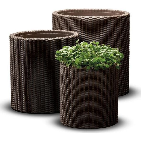 Keter Zestaw doniczek Curver CYLINDER PLANTERS S+M+L Brązowy 4592821 7290103664787
