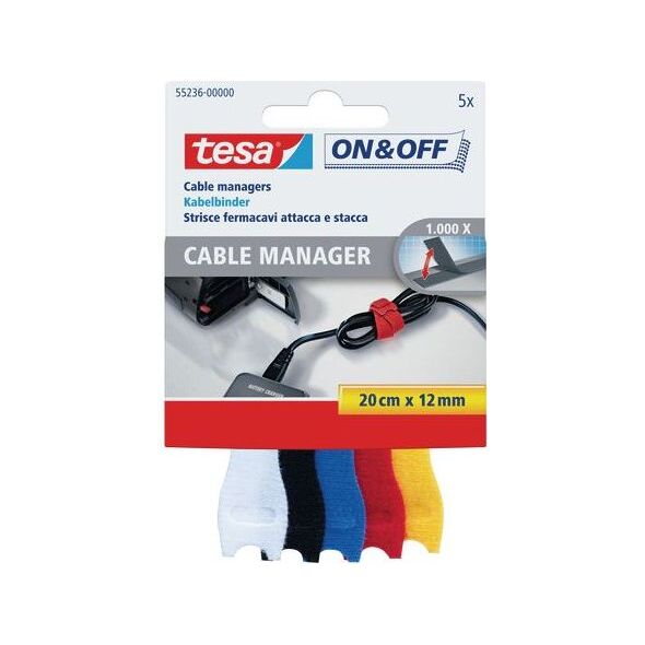 Organizer Tesa Rzep Różne kolory 5 sztuk  (TES080) 4670110 4042448859105