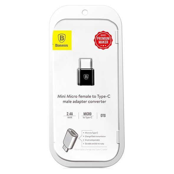 Adapter USB Baseus USB-C - microUSB Czarny  (28296-uniw) 4692079 6953156263529