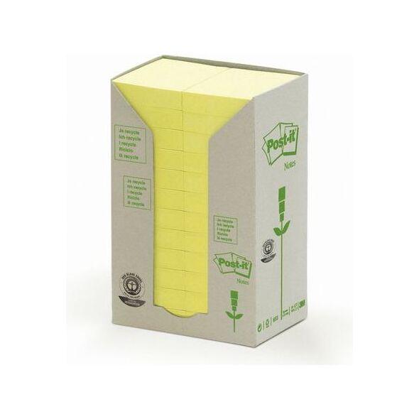 Post-it Bloczek ekologiczny TOWER, 38 x 51mm, żółty pastel, 24 sztuki po 100 kartek (3M0280) 4692697 4046719100705