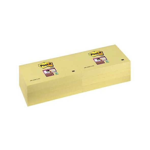 Post-it SUPER STICKY Bloczek samoprzylepny 655-12SSCY-EU, żółty, 76x127mm, 90 kartek (3M0682) 4692731 51141380798