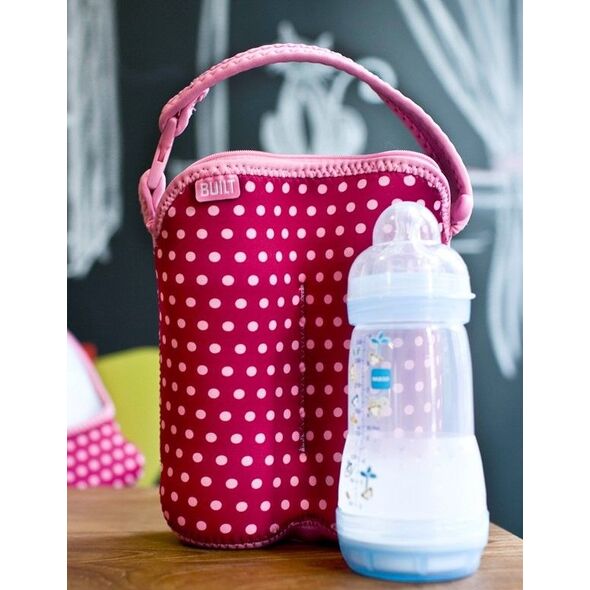 Built Built Bottle Buddy - Termoopakowanie Do Butelek Podwójne (baby Pink Mini Dots) 4991873 844983028060