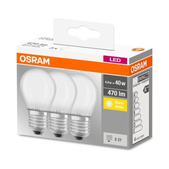 Osram Classic P, 4W, E27, 470lm, 3 szt. 5325776 4058075113022