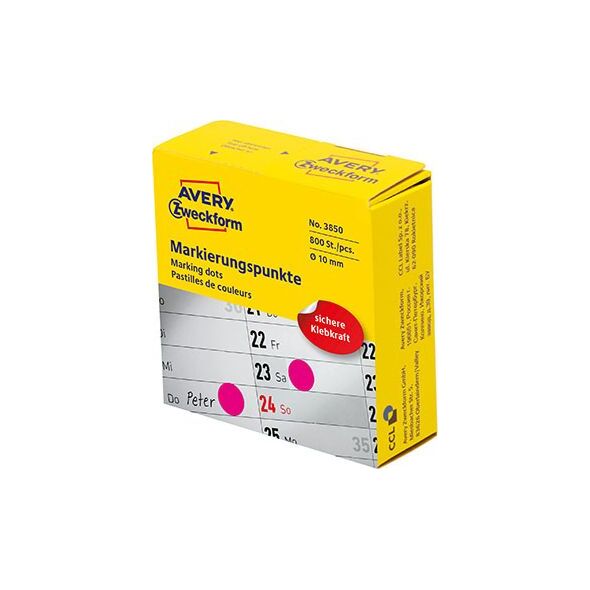 Avery Zweckform ETYKIETY ZF 3850 KÓŁKA DO ZAZNACZANIA 10 MM RÓŻOWE 5341419 4004182038505