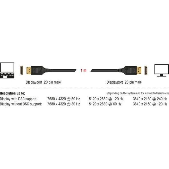 Kabel Delock DisplayPort - DisplayPort 1m czarny (85658) 5376191 4043619856589