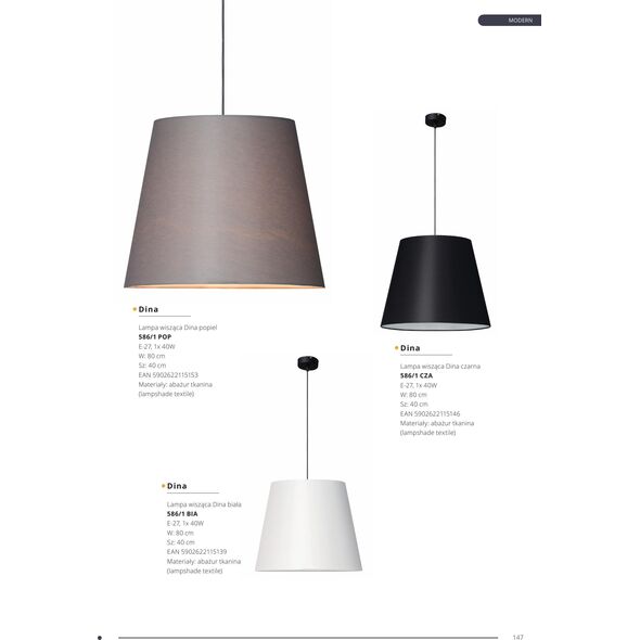 Lampa wisząca Lampex Dina 1x40W 5458106 5902622115153