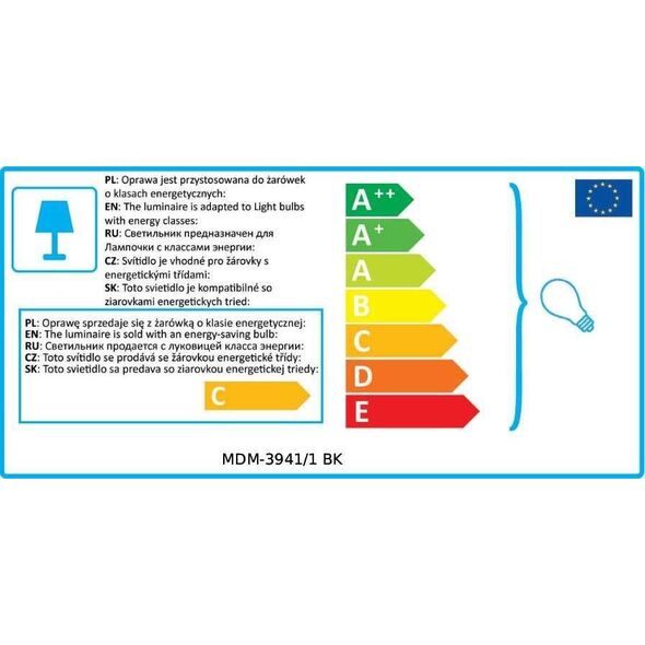 Lampa wisząca Italux Coco MDM-3941/1 BK 5631013 5900644439707