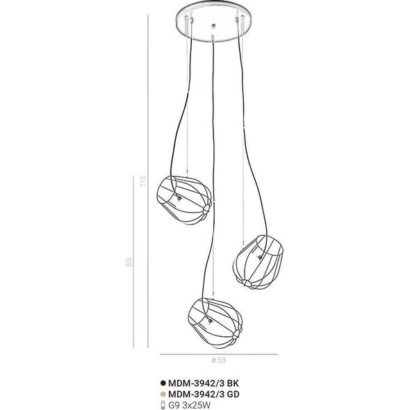 Lampa sufitowa Italux Melisa MDM-3942/3 GD 5635315 5900644439776
