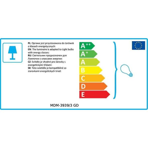 Lampa wisząca Italux Matty MDM-3939/3 GD 5635321 5900644439677