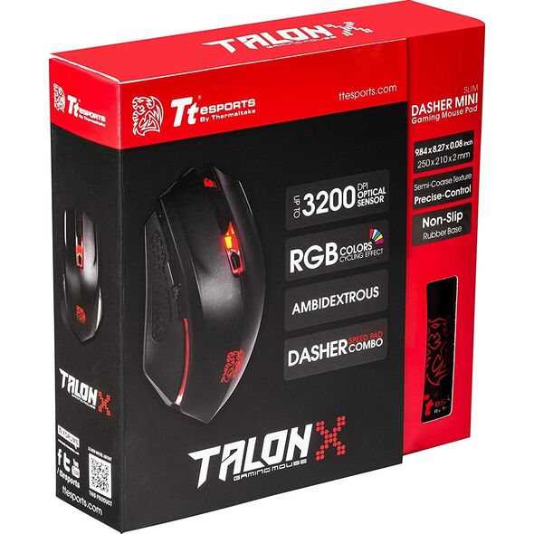 Mysz Thermaltake eSports Talon Elite RGB + podkładka  (MO-TER-WDOTBK-01) 5651112 4711246872660