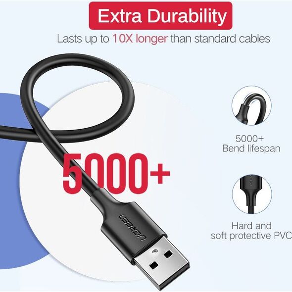 Kabel USB Ugreen USB-A - microUSB 1 m Czarny (60136) 5857639 6957303861361