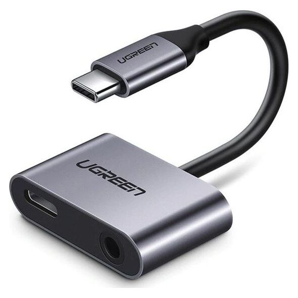 Adapter USB Ugreen USB-C - Jack 3.5mm + USB-C Srebrny  (50596) 5857661 6957303855964