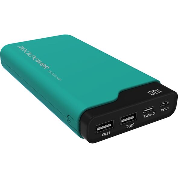 Powerbank Realpower PB-15000C 15000mAh Zielony 6152523 4040895004314