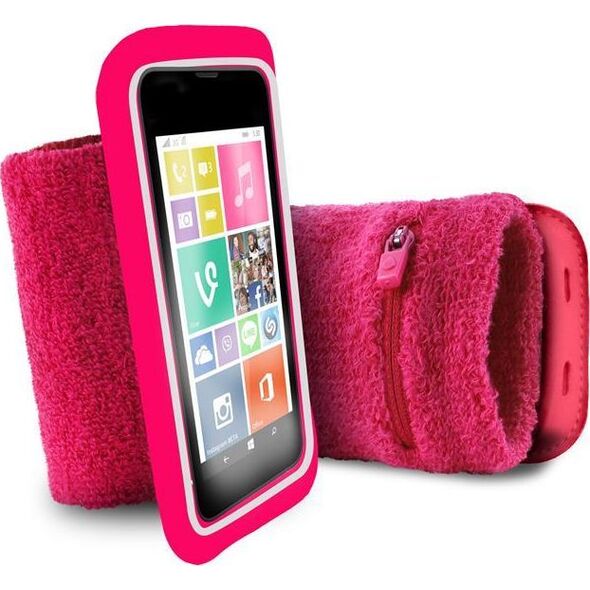 Puro PURO Running Band - Uniwersalna frotka do biegania do smartfonów max 4.3" + key pocket (różowy) 6201395 8033830135231