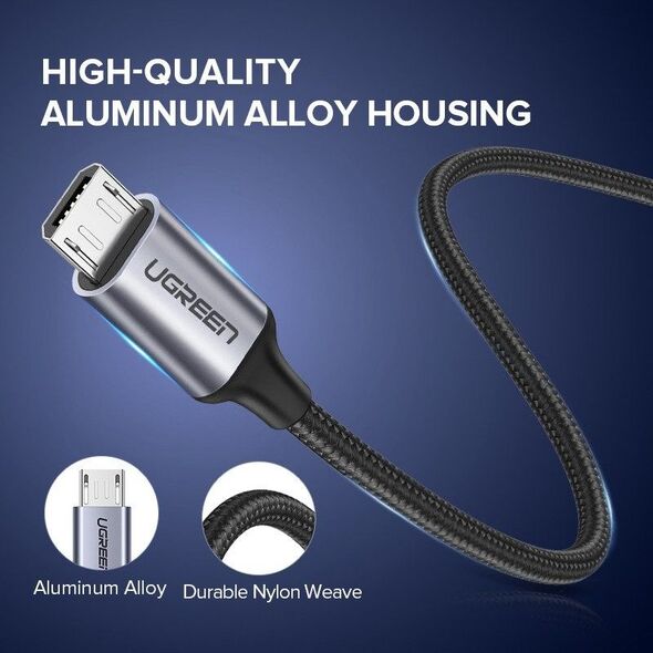Kabel USB Ugreen USB-A - microUSB 2 m Szary (60148) 6213782 6957303861484