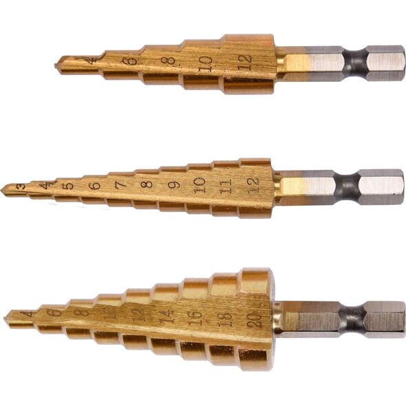 Wiertło Yato stopniowe walcowe 7 4 5 3 6 10 11 12 14 16 8 9 18 20mm 3szt. (YT-44731) 6225688 5906083054082