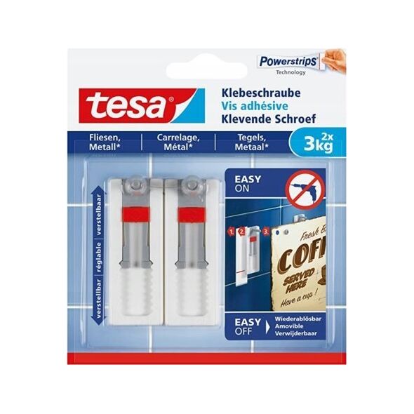 Tesa 1x2 Tesa Adjustable Adhesive Nail for Tiles & Metal 3kg 77764 6294781 4042448340412