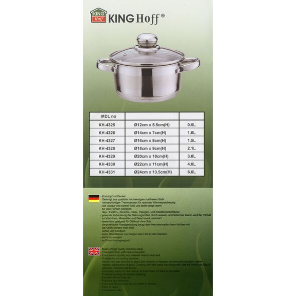 KingHoff GARNEK 2L 18CM KINGHOFF [KH-4328] 6312740 5908287243286