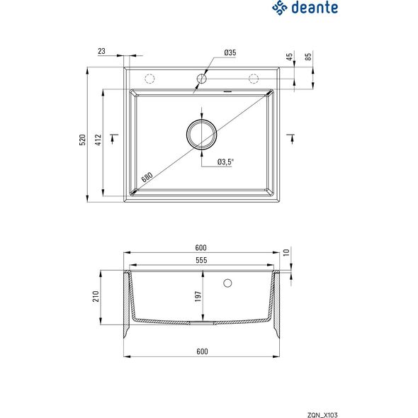 Zlewozmywak Deante Zlewozmywak ANDANTE ALABASTER GRANIT + SPACE SAVER 6336543 5908212073728