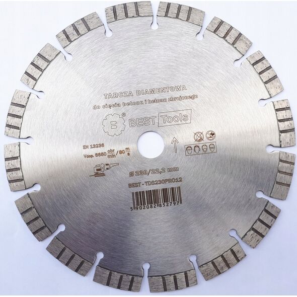 Best-Tools TARCZA DIAMENTOWA 230x22,2mm SEGMENTOWA STANDARD TIGER BEST - TDS230PRO12 6411223 5902082852797