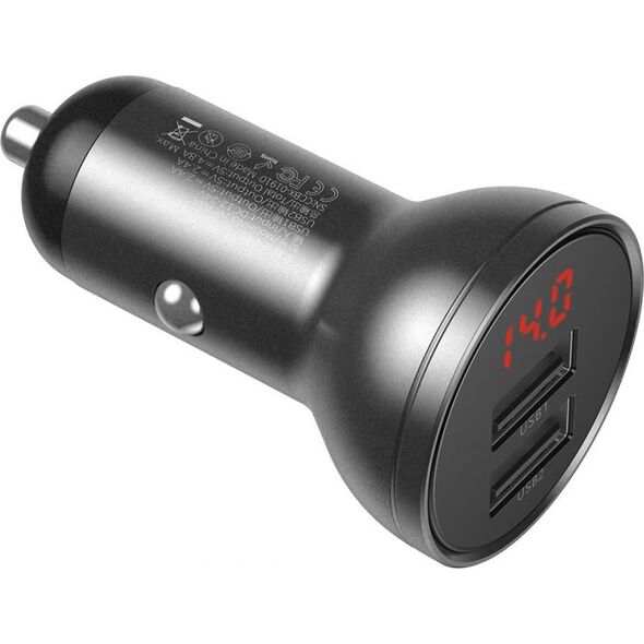 Ładowarka Baseus Digital Display 2x USB-A 4.8 A  (CCBX-0G) 6469102 6953156215399
