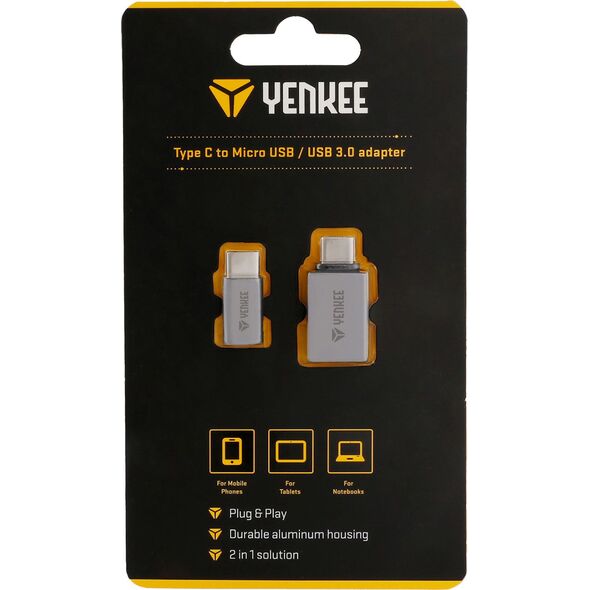 Adapter USB Yenkee YTC 021 USB-C - USB Srebrny  (45014214) 6504553 8590669262823