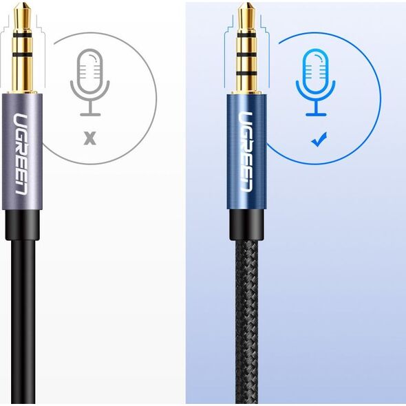 Kabel Ugreen Jack 3.5mm - Jack 3.5mm 1m srebrny (UGR220GRY) 6593261 6957303815920