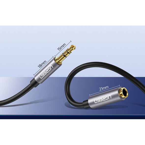 Kabel Ugreen Jack 3.5mm - Jack 3.5mm 1m srebrny (UGR220GRY) 6593261 6957303815920